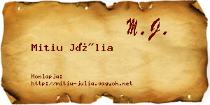 Mitiu Júlia névjegykártya